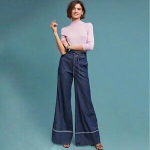 Anthropologie Pilcro Ultra High Rise Wide Leg Jeans Tie Waist Sz 24W